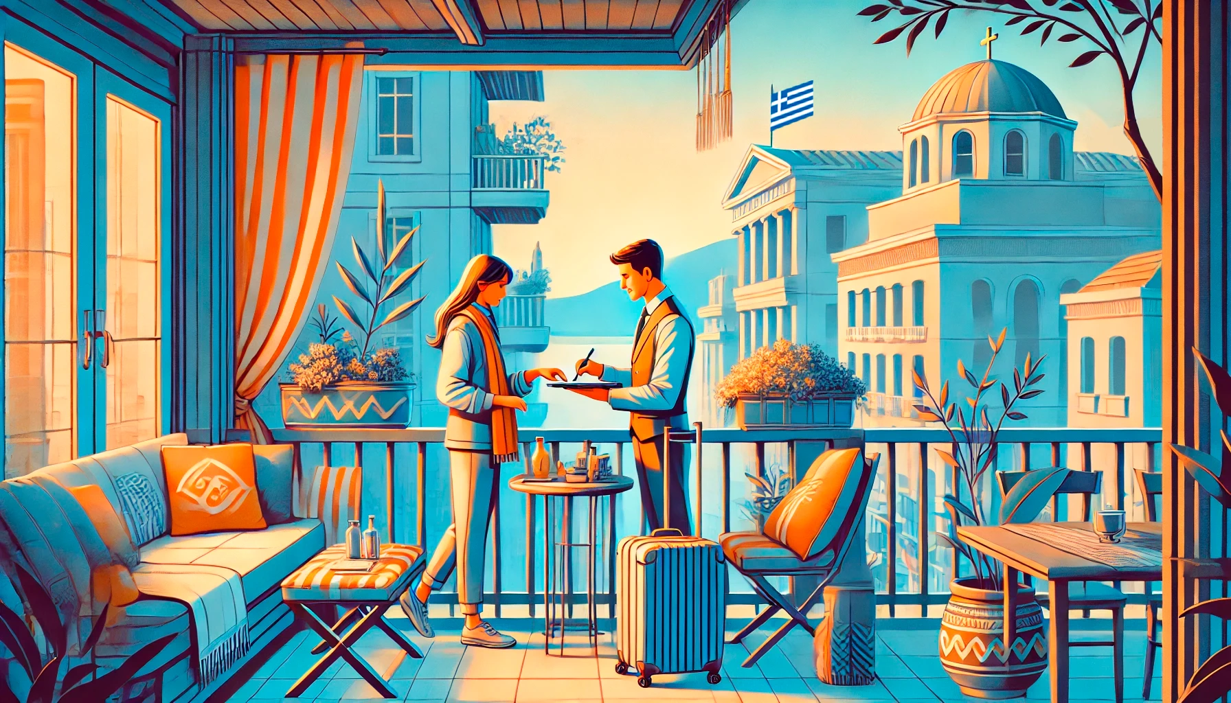 Business people communicating on the terrace